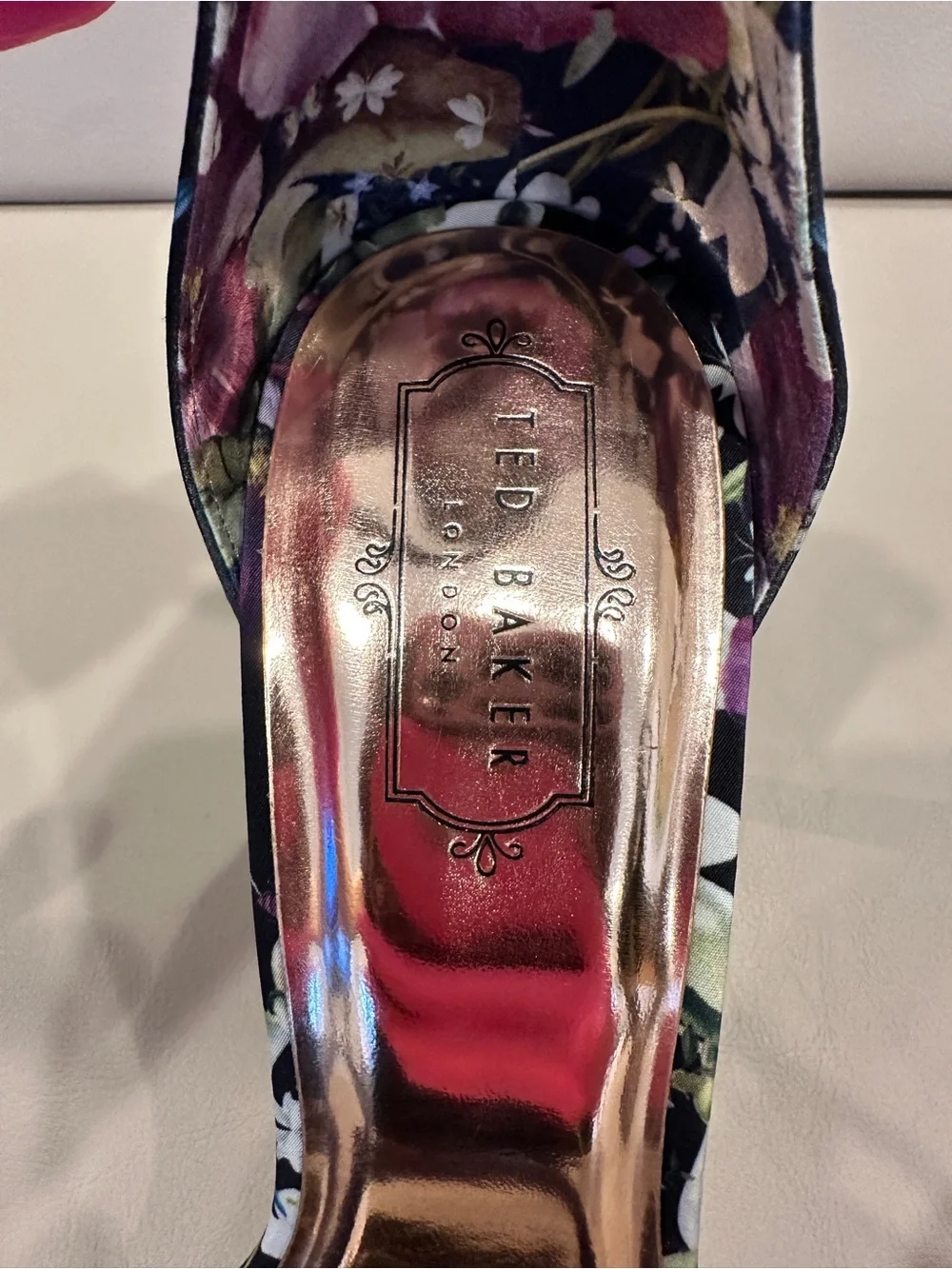 Ted Baker London Purple Floral Ankle-Strap Stiletto Heels - Picture 2 of 10